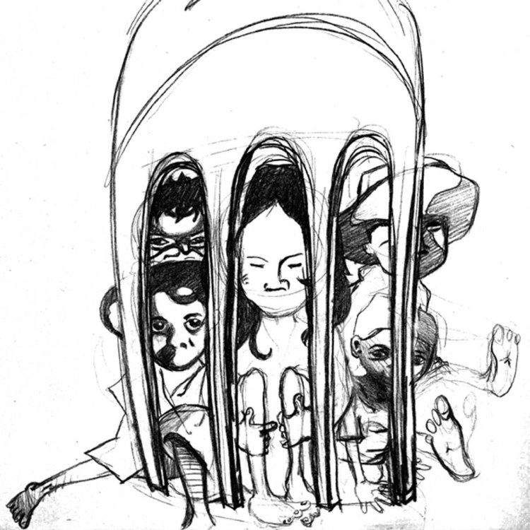 Schizzo  di IF Ivan Foresti per Amandla Altromercato commercio equo e solidale diritto al cibo su tshirt