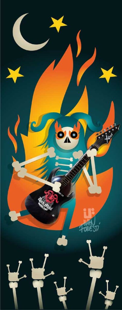 Illustrazione di IF Ivan Foresti su musica Metal per music beer box