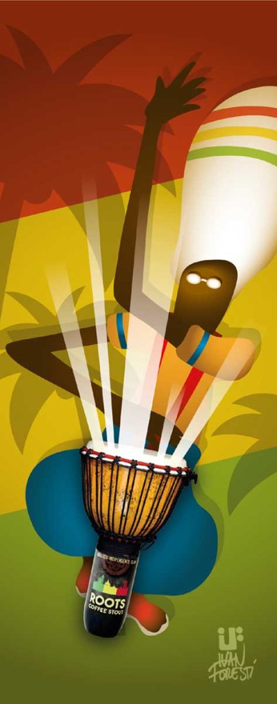 Illustrazione di IF Ivan Foresti su musica Reggae per music beer box