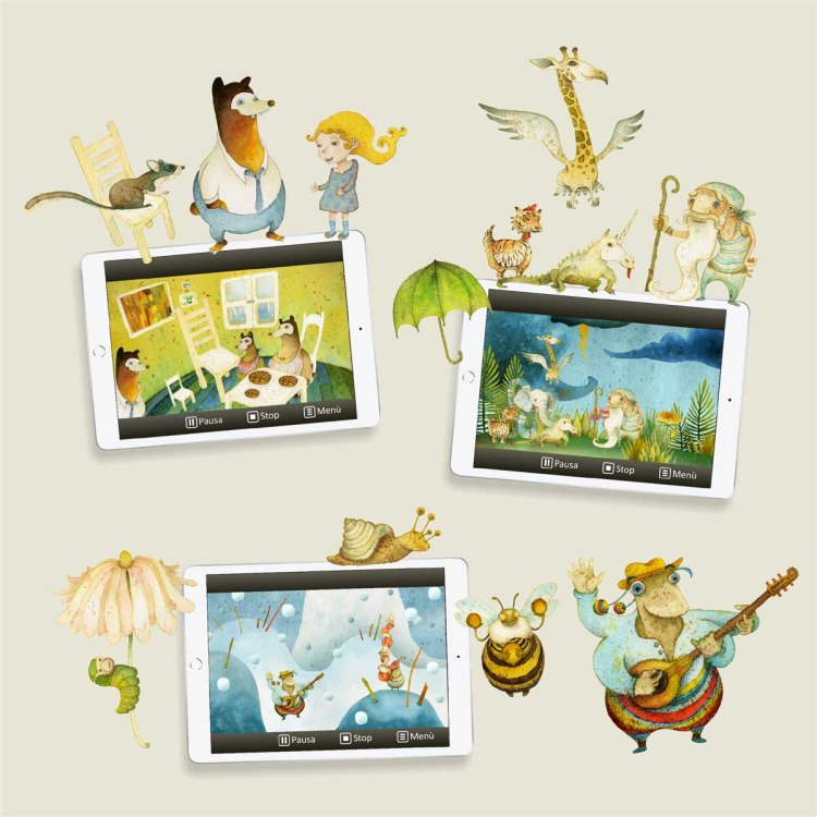 Fiabe animate riccioli d'oro e i tre orsi la cicala e la formica l'ombrello di nonno noè di IF Ivan Foresti per Overmob e Samsung italia