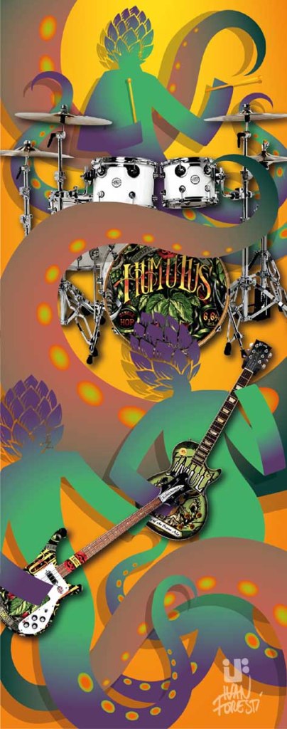 Illustrazione di IF Ivan Foresti su musica Stoner per music beer box