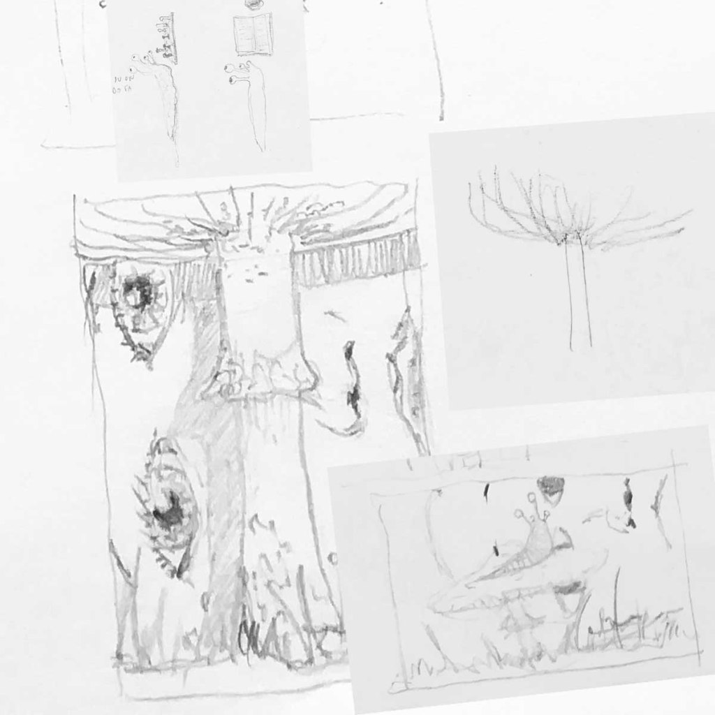 Illustrazione Piccoli Mondi invisibili schizzo a matita di IF Ivan Foresti