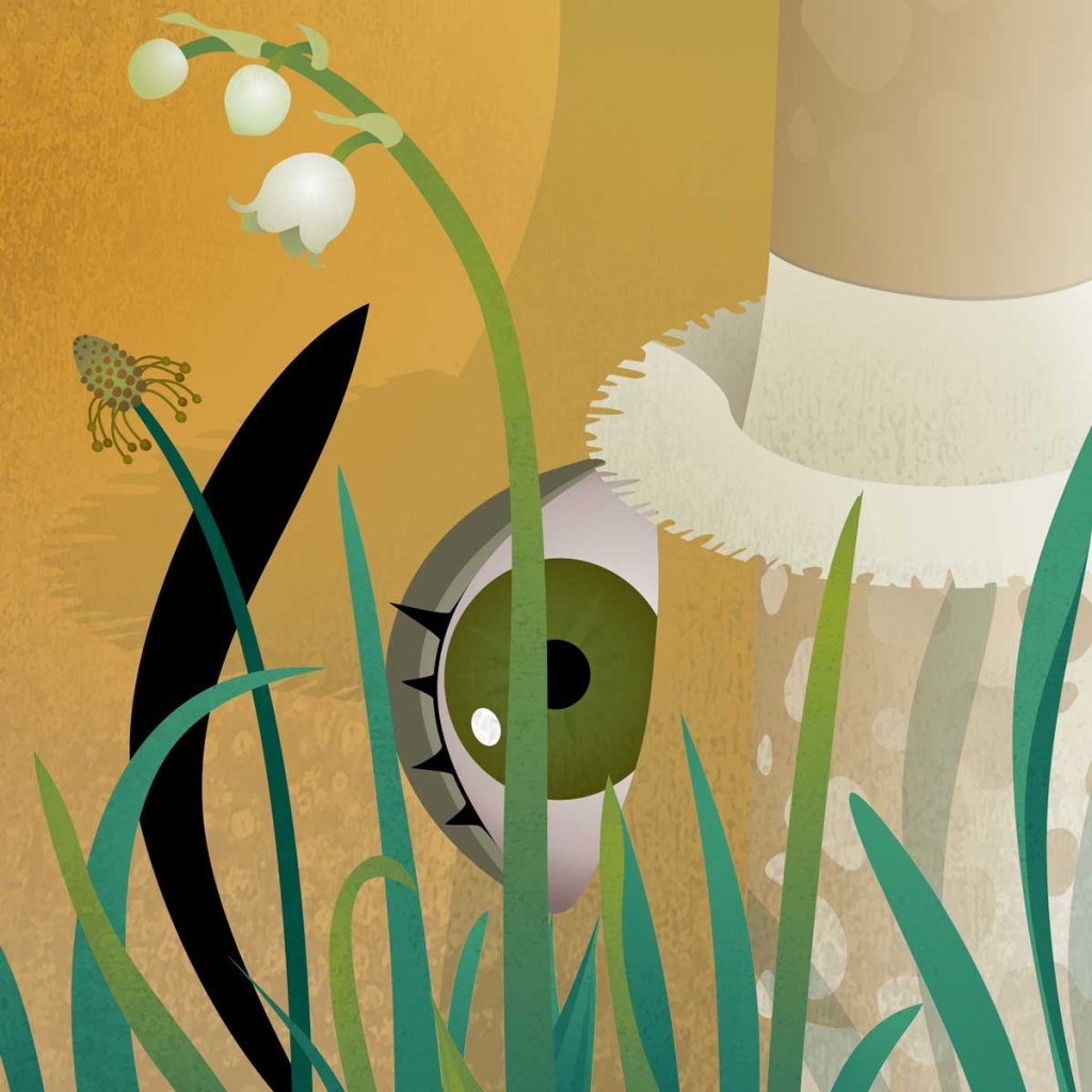 Particolare Illustrazione Piccoli Mondi invisibili occhio e mughetto di IF Ivan Foresti