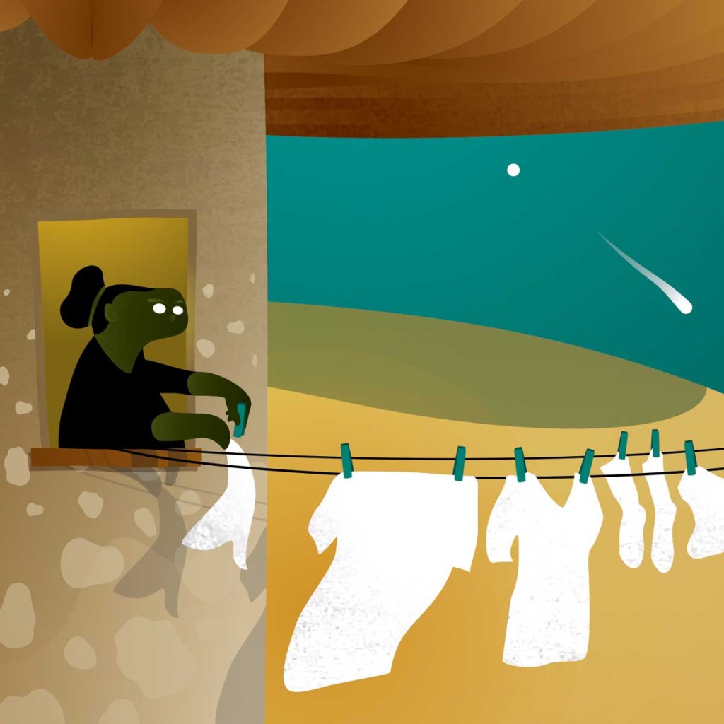 Particolare Illustrazione Piccoli Mondi invisibili panni stesi di IF Ivan Foresti